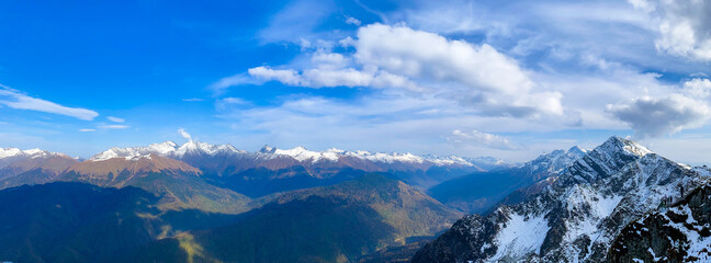 Fototapeta na wymiar Beautiful mountains landscape under blue sky