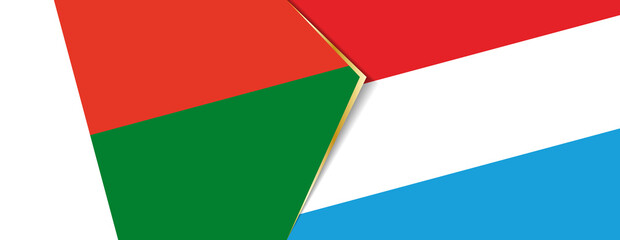 Madagascar and Luxembourg flags, two vector flags.