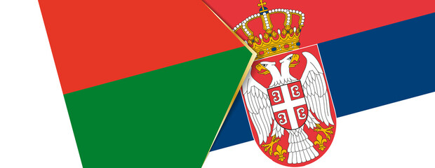 Madagascar and Serbia flags, two vector flags.