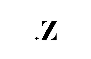 black and white Z alphabet letter logo for business with star. Creative lettering for company. Corporate identity branding design icon