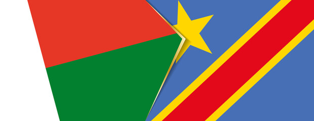 Madagascar and DR Congo flags, two vector flags.