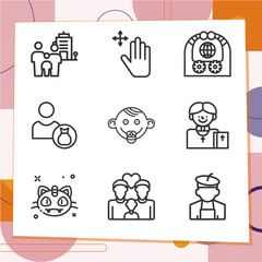 Simple set of 9 icons related to father