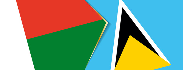 Madagascar and Saint Lucia flags, two vector flags.