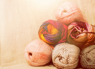 Wool yarn for knitting.Selection of colours.High quality photo