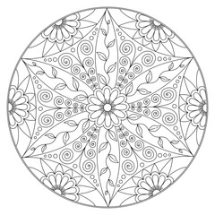 Black and white mandala vector isolated on white. Vector hand drawn circular decorative element stock illustration