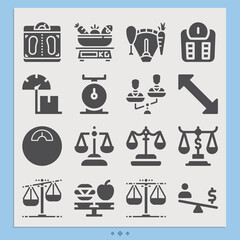 Simple set of of measurement related filled icons.