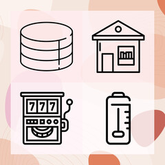 Simple set of reading room related lineal icons