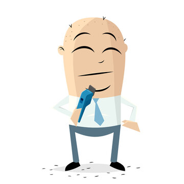 recommend clip art: sad cartoon man is not happy with his new haircut