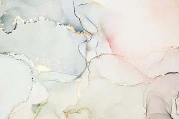 Currents of translucent hues, snaking metallic swirls, and foamy sprays of color shape the landscape of these free-flowing textures. Natural luxury abstract fluid art painting in alcohol ink technique