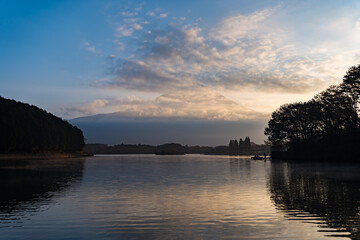 富士山　田貫湖　リフレクション 朝焼け