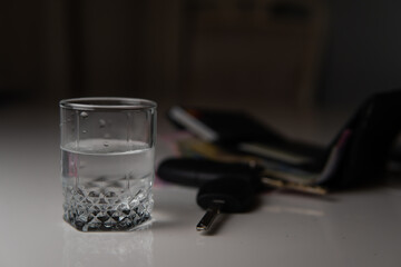 glass of water on a table