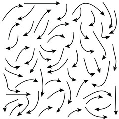 Set of rough hand drawn, handmade elements arrows, waypoints isolated on white background EPS Vector