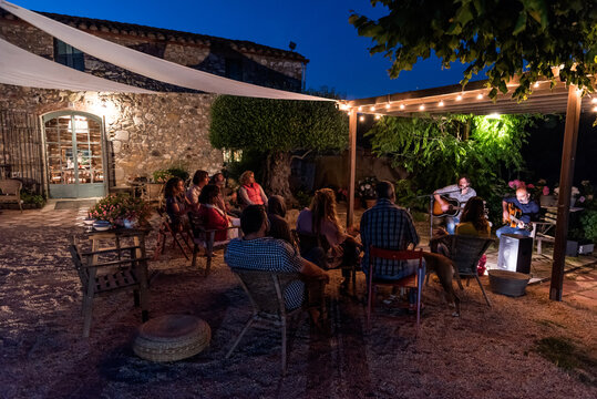 People having party on backyard
