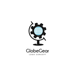 Globe Gear Logo Symbol Design Template Flat Style Vector