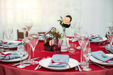 Serving table prepared for event party or wedding