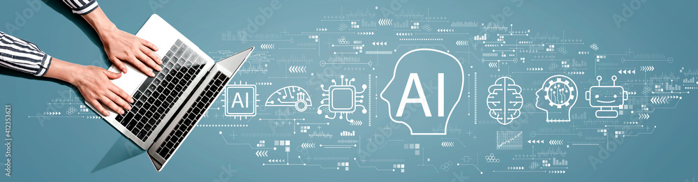 Poster ai concept with person using a laptop computer