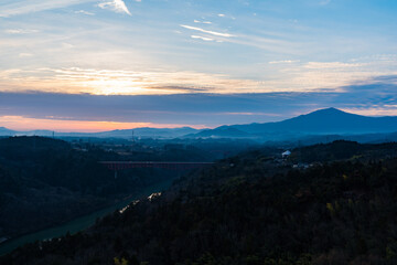苗木城跡　天守閣　夕暮れ