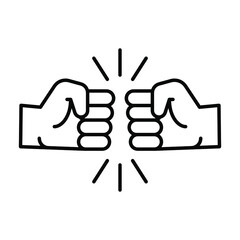Fist bump line icon. Bro fist bump or power five pound outline style for apps and websites. Hand brother respect, impact, and handshake. Vector illustration on white background. EPS 10