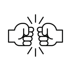 Obraz premium Fist bump line icon. Bro fist bump or power five pound outline style for apps and websites. Hand brother respect, impact, and handshake. Vector illustration on white background. EPS 10