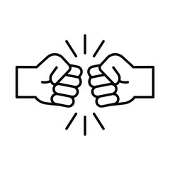Fist bump line icon. Bro fist bump or power five pound outline style for apps and websites. Hand brother respect, impact, and handshake. Vector illustration on white background. EPS 10
