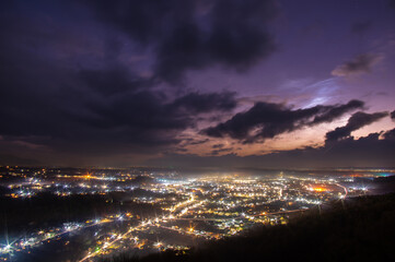 The stars in the sky over the city