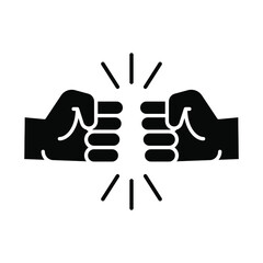 Fist bump glyph icon. Bro fist bump or power five pound solid style for apps and websites. Hand brother respect, impact, and handshake. Vector illustration on white background. EPS 10