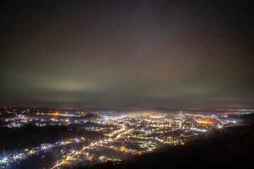 The stars in the sky over the city