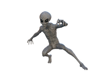 Grey Alien. 3D render isolated on white.