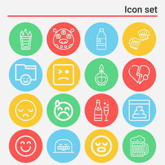 16 pack of depressed  lineal web icons set