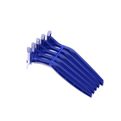 New packaging blue disposable razor blade isolated on white background