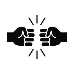 Obraz premium Fist bump glyph icon. Bro fist bump or power five pound solid style for apps and websites. Hand brother respect, impact, and handshake. Vector illustration on white background. EPS 10