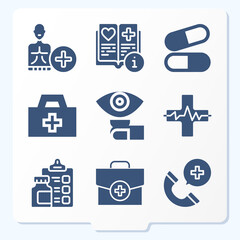 Simple set of 9 icons related to physicians