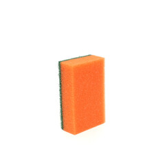 Orange sponge for washing dishes isolated on white background