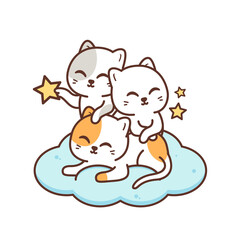 cute cats playing in the cloud