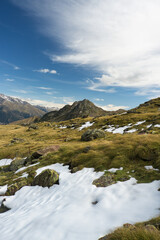 The Portalet with the bottom the Anayet peak. Concept famous mountains of the Aragonese Pyrenees,...