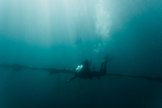 Underwater shot of scuba diver