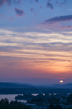 Beautiful sunset over Zurich