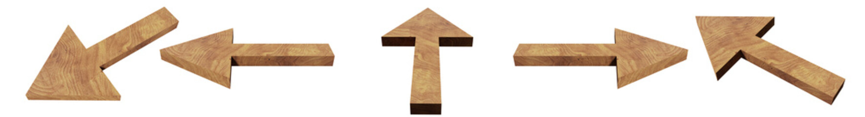 set of wooden arrows isolated white