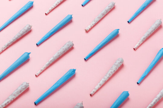 Blue & Bubble Joints Pattern on Pink Background