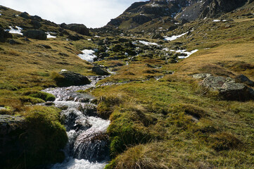 The Portalet with the bottom the Anayet peak. Concept famous mountains of the Aragonese Pyrenees