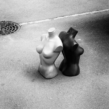 Black and white torso on the street
