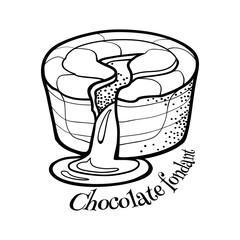 French dessert chocolate fondant. Vector illustration in doodle style.