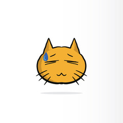 Yellow smiley face cat or happy emotion at work, on paper cup and papers. Happy work day concept