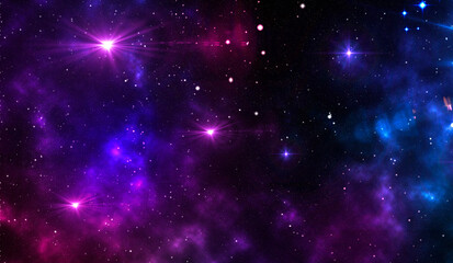 Bright blue space background with glowing stars