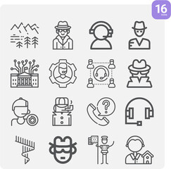 Simple set of federal related lineal icons.