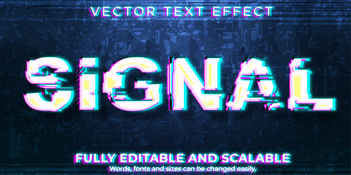 Digital Glitch Text Effect, Editable Signal And Error Text Style