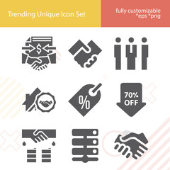 Simple set of worth related filled icons.