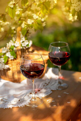 Wine Tasting Party in spring in the garden