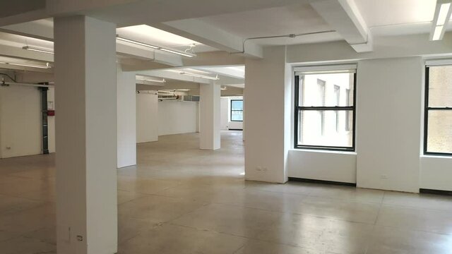 Diagonal Path Across Empty White Office