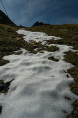 The Portalet with the bottom the Anayet peak. Concept famous mountains of the Aragonese Pyrenees